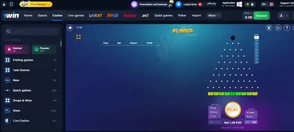Play 1win Plinko online